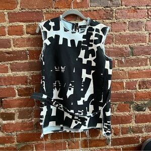 Isabel Marant distressed edges sleeveless abstract shirt fabulous!